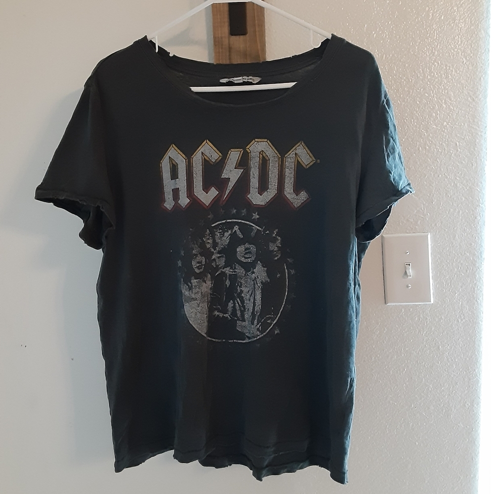 Distressed AC DC Tee